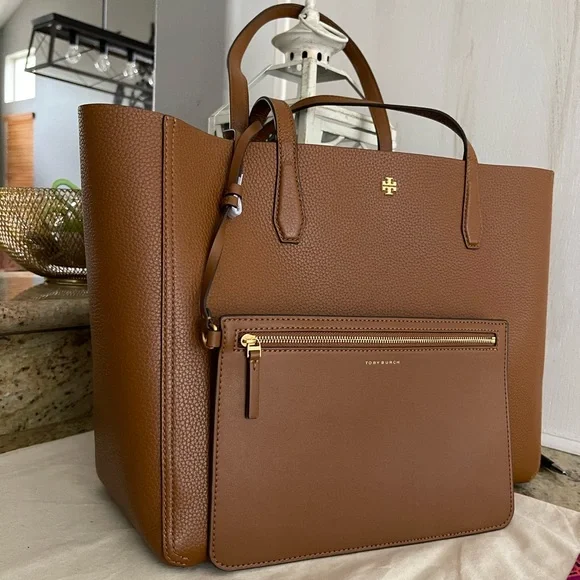 New Tory Burch large Blake tote & clutch park color - Picture 1 of 11